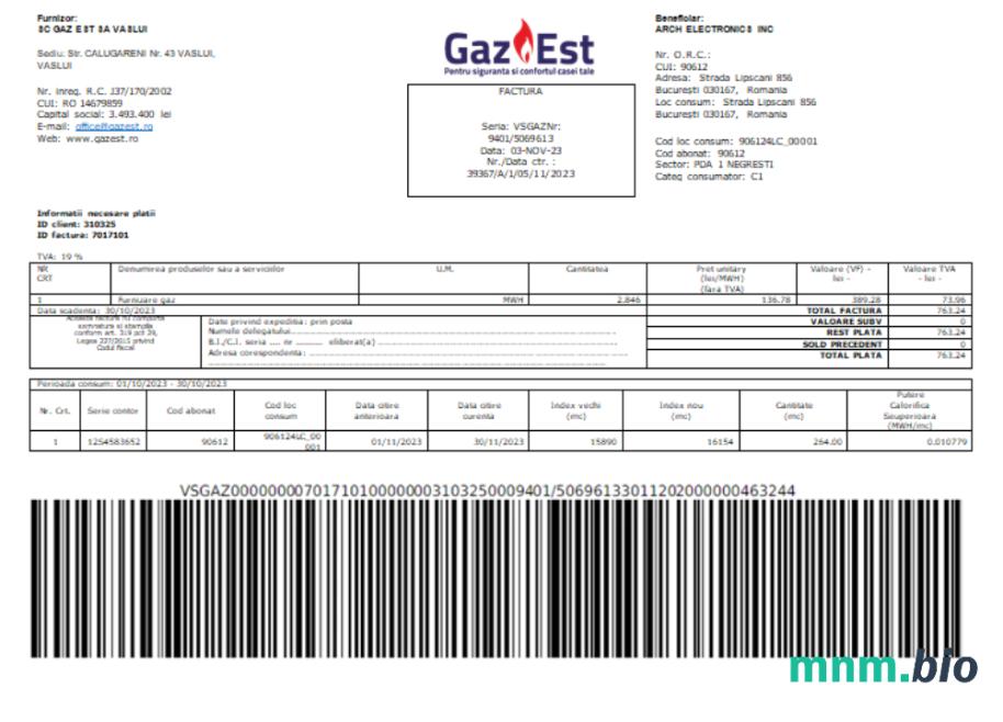 Gaz Est S. A. Rachunek za działalność gospodarczą